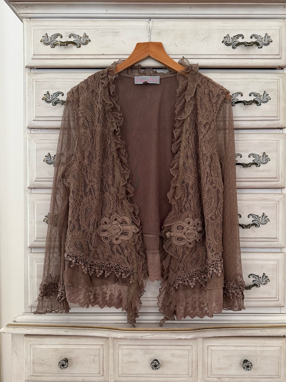 Pretty Angel Brown Silk Lace Cardigan